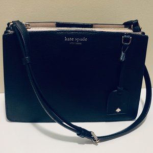 Kate Spade NWOT crossbody / satchel black leather with pink inside